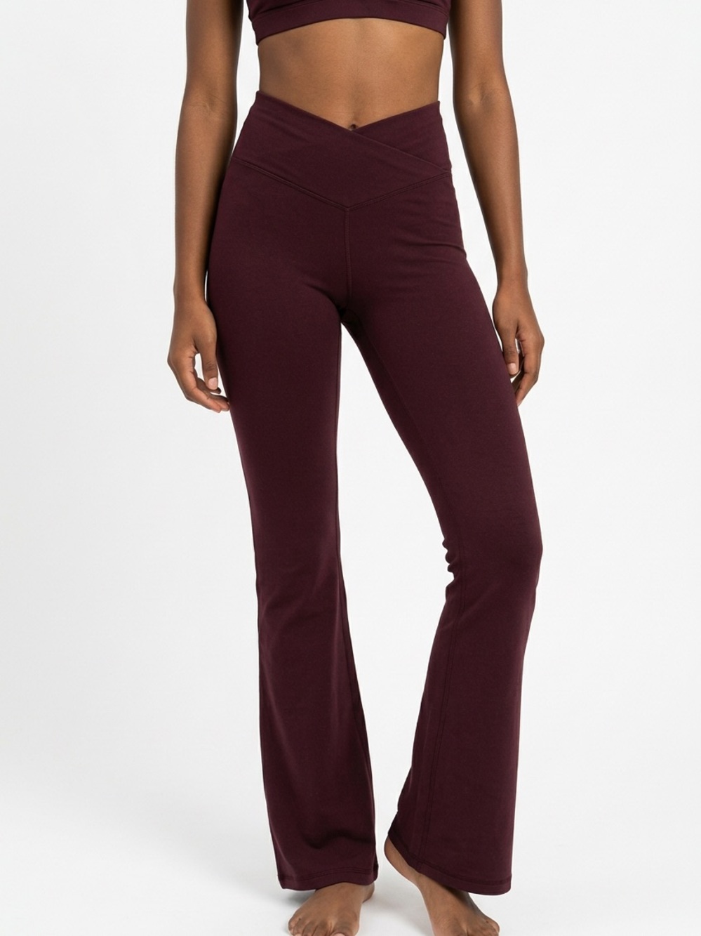 OFFLINE BY AERIE | Burgundy Hi-Rise Crossover Waist Flare Pants Women’s Size XS